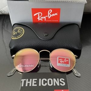 Ray-Ban Round Metal Pink Mirror Flash RB3447 Standard Size 50mm